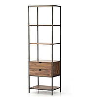 Fremont Black Iron + Solid Wood Bookshelf