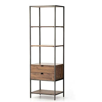 Fremont Black Iron + Solid Wood Bookshelf