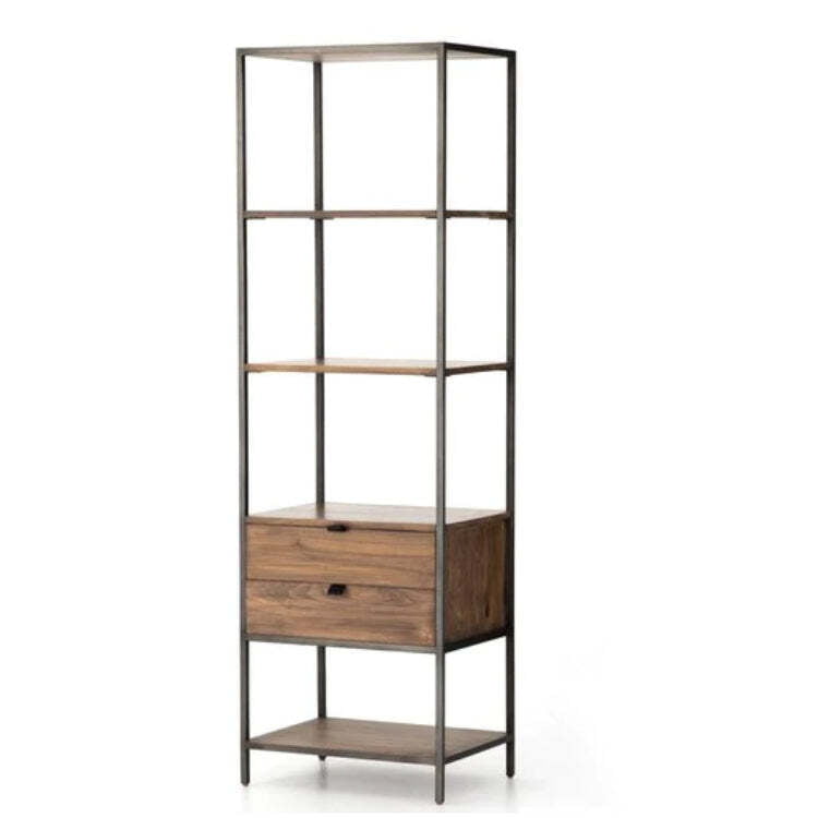 Fremont Black Iron + Solid Wood Bookshelf