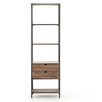 Fremont Black Iron + Solid Wood Bookshelf