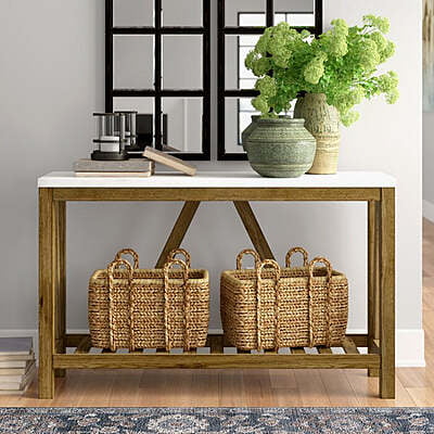 Christi White Top Solid Wood Console Table