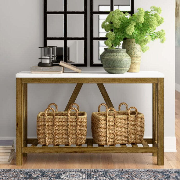 Christi White Top Solid Wood Console Table Christi White Top Solid Wood Console Table