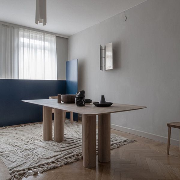 Sturdy White Washed Finish Wood Dining Table