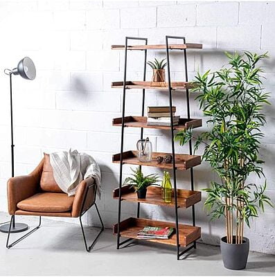 DAVID INDUSTRIAL STYLE METAL AND WOOD BOOKSHELF