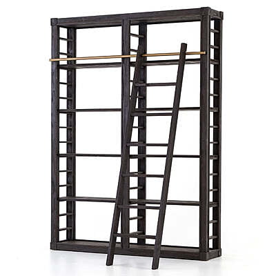 Boise Solid Wood Library Bookshelf with Ladder