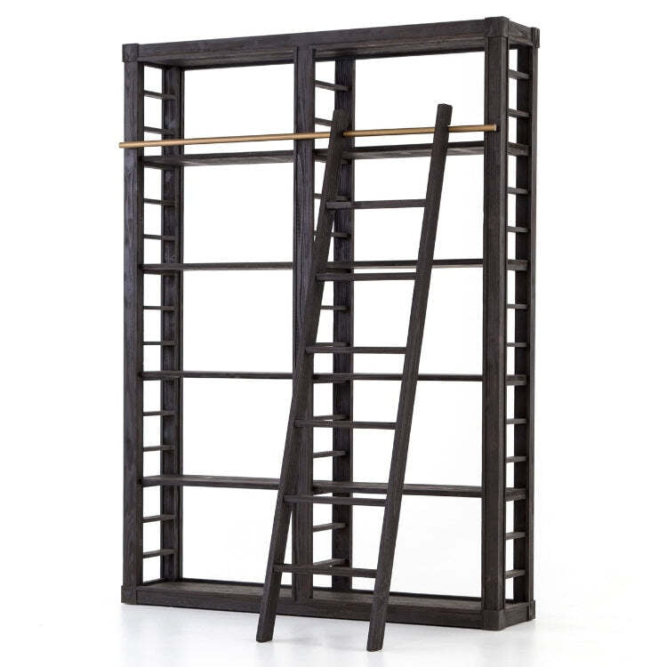 Boise Solid Wood Library Bookshelf with Ladder Boise Solid Wood Library Bookshelf with Ladder