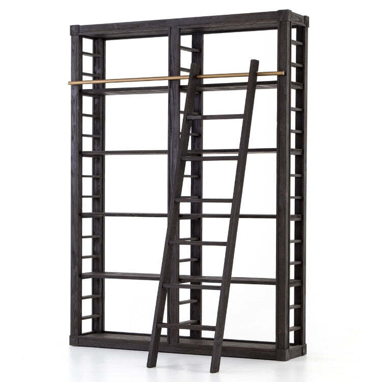 Boise Solid Wood Library Bookshelf with Ladder