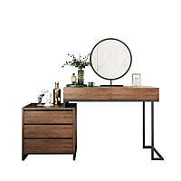 URBAN METAL AND SOLID WOOD DRESSING TABLE IN WALNUT FINISH