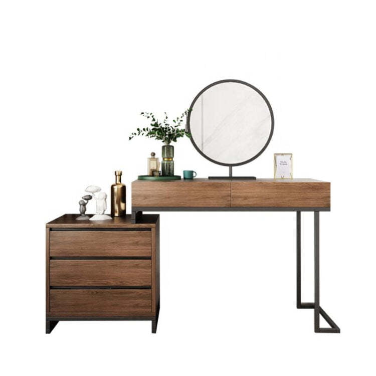 URBAN METAL AND SOLID WOOD DRESSING TABLE IN WALNUT FINISH