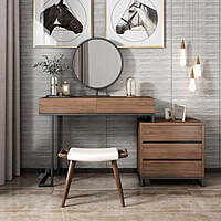 URBAN METAL AND SOLID WOOD DRESSING TABLE IN WALNUT FINISH