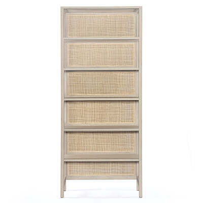 Moreno Solid Wood Bookshelf With Cane Back