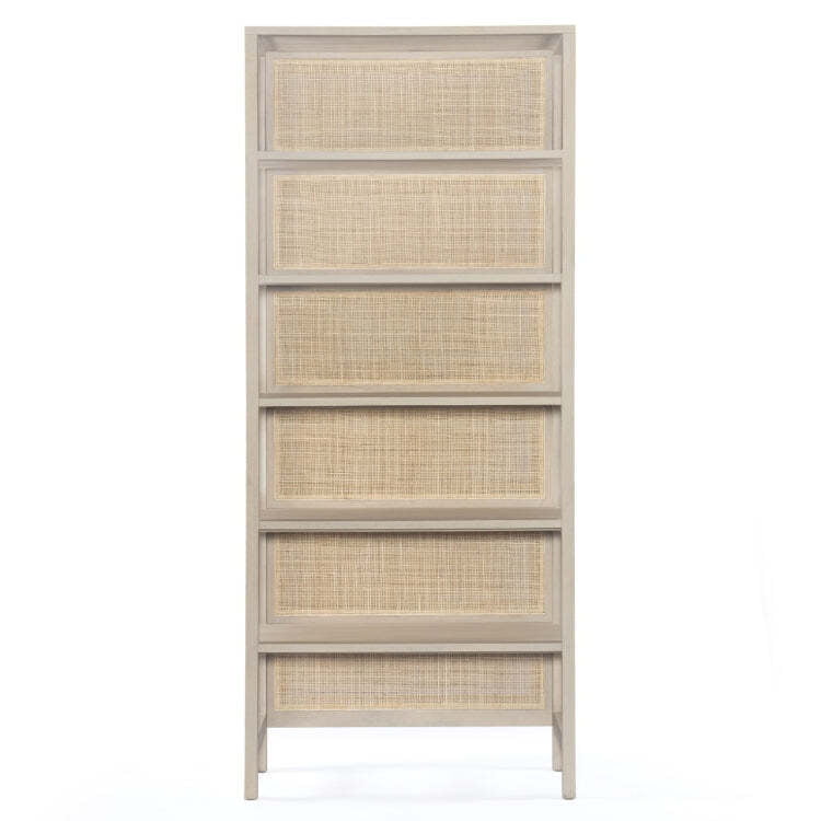 Moreno Solid Wood Bookshelf With Cane Back