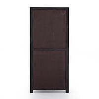 Oxnard Black Solid Wood Bookshelf With Rattan Door