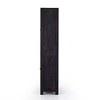 Oxnard Black Solid Wood Bookshelf With Rattan Door