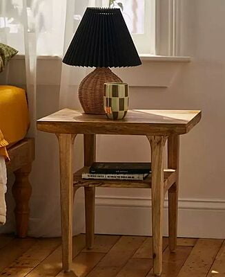 Boho-Inspired Solid Wood End Table