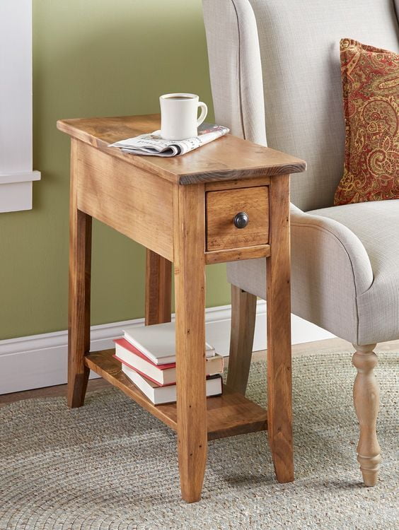 Natural Boho Solid Wood End Table