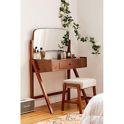 SCANDINAVIAN  DRESSING TABLE IN SOLID WOOD  WITH STOOL