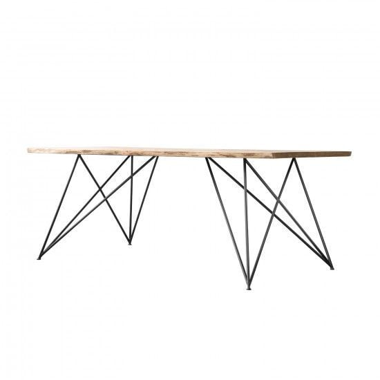 Wheeler Dining Table In Solid wood and Metal Wheeler Dining Table In Solid wood and Metal