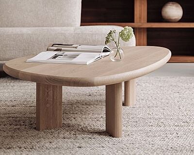 Penelope Chic Solid Wood Oval Shape Coffee Table