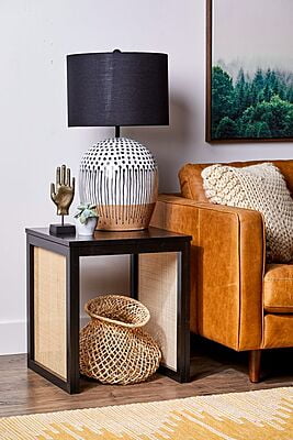 Cube rattan end table