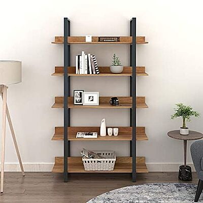 ROGER INDUSTRIAL STYLE METAL AND WOOD BOOKSHELF