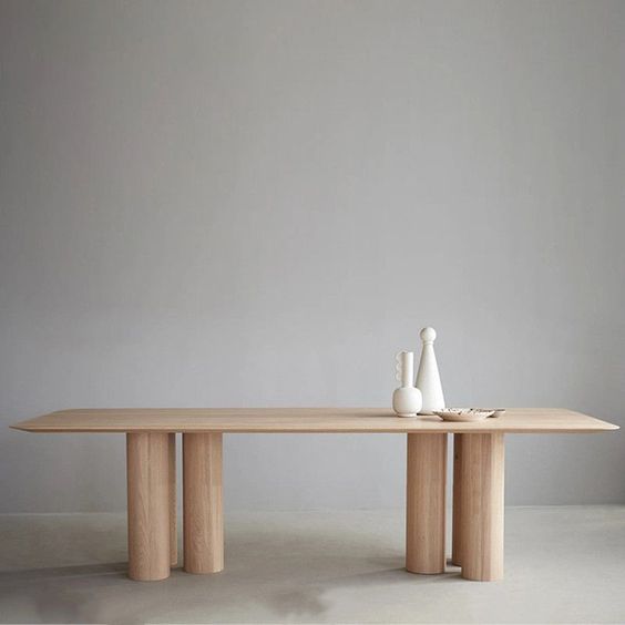Sturdy White Washed Finish Wood Dining Table