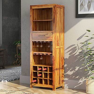 Tall Boy Solid Wood Bar Cabinet