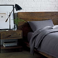 Vintage Industrial  Platform Bed With Front Storage In solid Wood - King Size