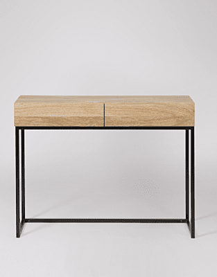 Cleveland Solid Wood Natural + Metal Frame Console Table