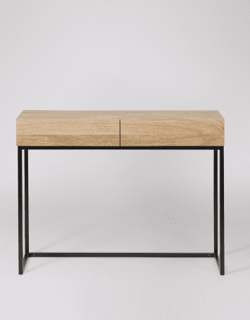 Cleveland Solid Wood Natural + Metal Frame Console Table