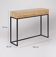 Cleveland Solid Wood Natural + Metal Frame Console Table