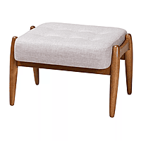 Rio Ottoman – Natural Linen with Sculpted Walnut Legs Rio Ottoman – Natural Linen with Sculpted Walnut Legs