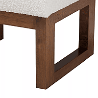 Modern Block Ottoman – Sherpa White & Walnut Finish Modern Block Ottoman – Sherpa White & Walnut Finish