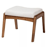 Mid-Century Contour Ottoman – Sherpa White & Walnut Wood Mid-Century Contour Ottoman – Sherpa White & Walnut Wood