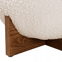 Danube Round Ottoman – Sherpa White with Solid Wood X-Base Danube Round Ottoman – Sherpa White with Solid Wood X-Base