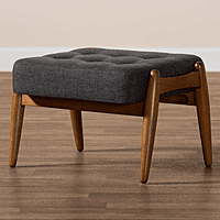Rio Ottoman – Charcoal Linen with Sculpted Walnut Legs Rio Ottoman – Charcoal Linen with Sculpted Walnut Legs