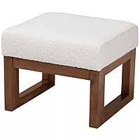 Modern Block Ottoman – Sherpa White & Walnut Finish Modern Block Ottoman – Sherpa White & Walnut Finish
