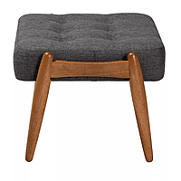 Rio Ottoman – Charcoal Linen with Sculpted Walnut Legs Rio Ottoman – Charcoal Linen with Sculpted Walnut Legs