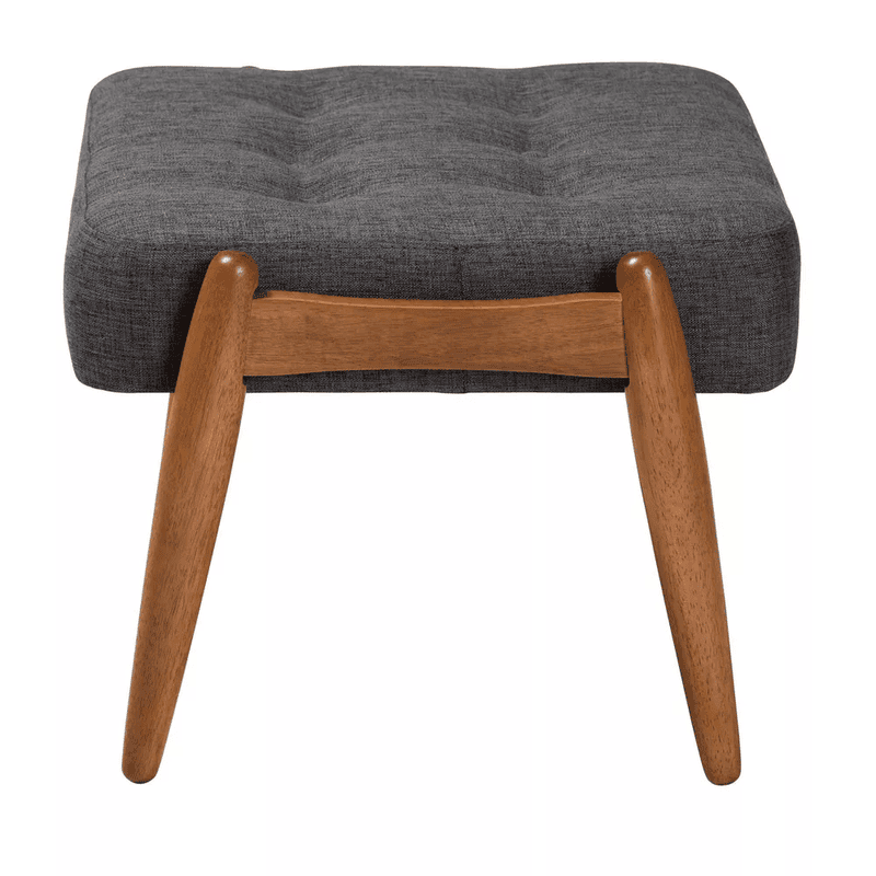 Rio Ottoman – Charcoal Linen with Sculpted Walnut Legs Rio Ottoman – Charcoal Linen with Sculpted Walnut Legs