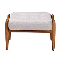 Rio Ottoman – Natural Linen with Sculpted Walnut Legs Rio Ottoman – Natural Linen with Sculpted Walnut Legs
