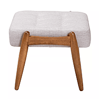 Rio Ottoman – Natural Linen with Sculpted Walnut Legs Rio Ottoman – Natural Linen with Sculpted Walnut Legs