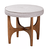 Oslo Round Stool – Natural Linen with Walnut Finish Oslo Round Stool – Natural Linen with Walnut Finish