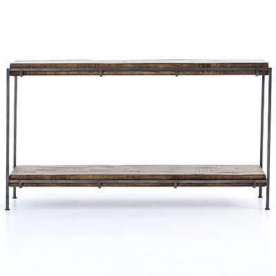 Memphis Iron Frame + Slab Wood Console Table