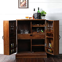 Victorian Bar Cabinet In Classic Walnut Finish