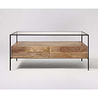 Omaha Natural Finish Metal Frame Glass Top Coffee Table Omaha Natural Finish Metal Frame Glass Top Coffee Table