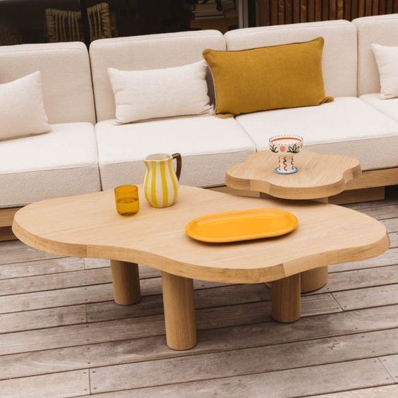 Aria Boho Solid Wood Coffee Table Set Of 2