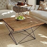 MATHEW EDITION COFFEE TABLE WITH RUSTIC SOLID WOOD TOP