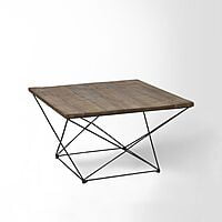 MATHEW EDITION COFFEE TABLE WITH RUSTIC SOLID WOOD TOP