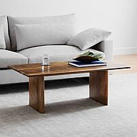 CALIFORNIA SOLID MANGO WOOD COFFEE TABLE IN LIGHT WALNUT STAINED FINISH CALIFORNIA SOLID MANGO WOOD COFFEE TABLE IN LIGHT WALNUT STAINED FINISH
