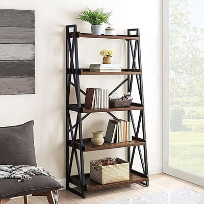 LUX INDUSTRIAL STYLE METAL AND WOOD BOOKSHELF